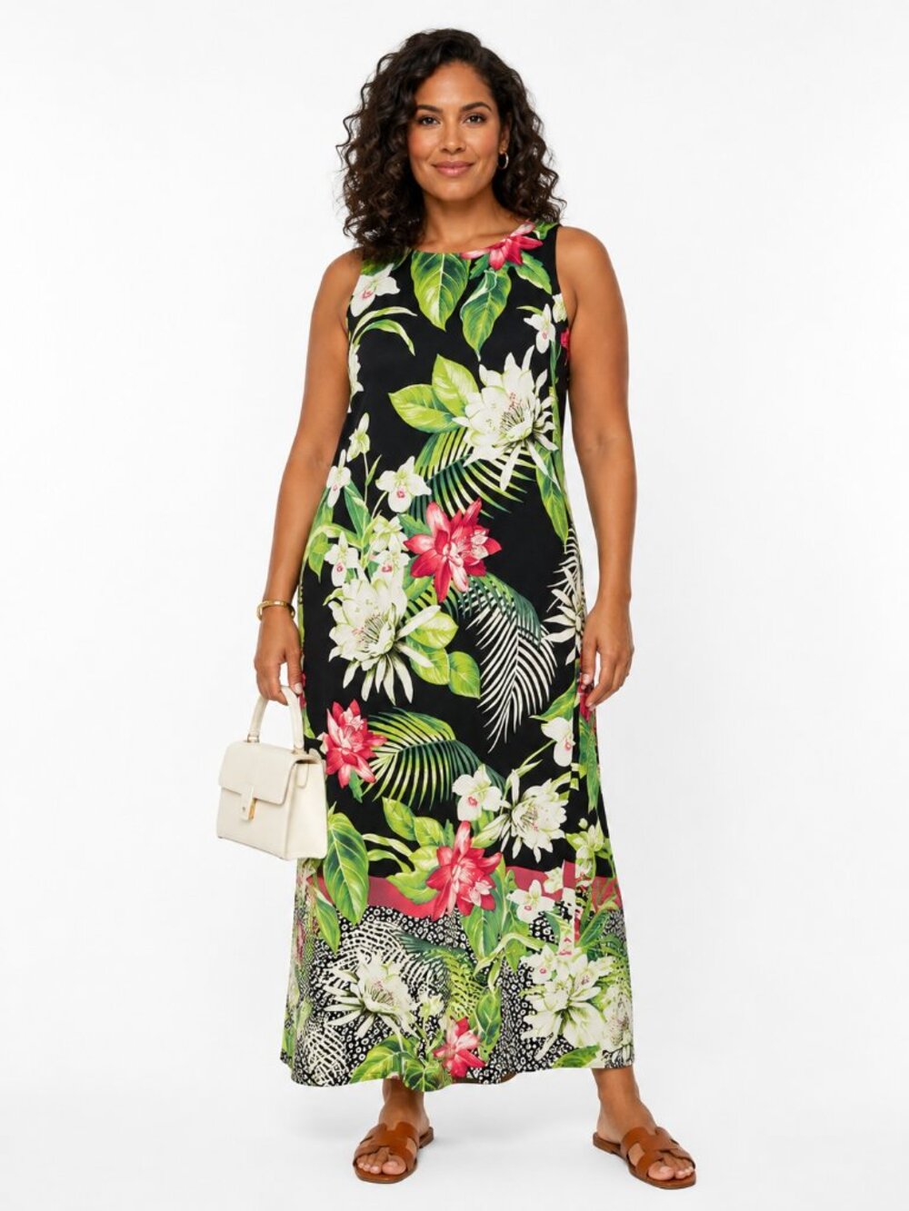Tommy Bahama Tropical Floral Maxi Dress Black Size XL Resort Vacation
